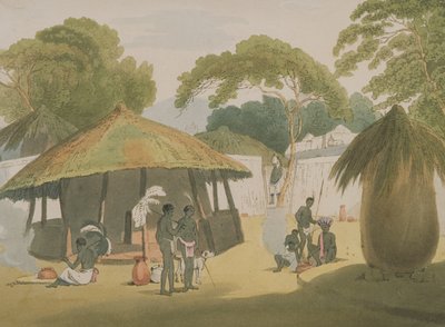 Villaggio africano, pubblicato nel 1806 (litografia) da W. Alexander